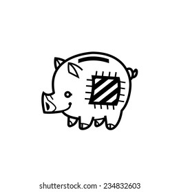 piggy bank - symbol of wealth finance and money saving - vector cartoon sign - logo template 