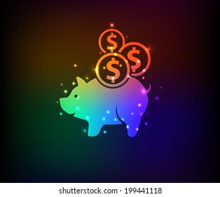 Piggy bank symbol,Rainbow vector