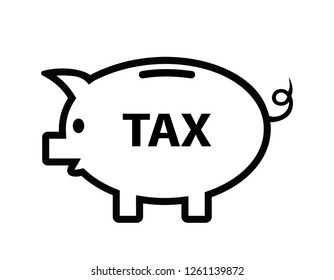 piggy bank, tax concept, black and white