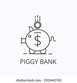 Piggy bank thin line icon. Saving money concept. Outline vector illustration