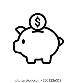 Piggy Bank Thin line icon - Real Estate - EDITABLE STROKE - EPS Vector