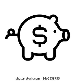 piggy bank thin line vector icon