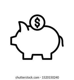 piggy bank thin line vector icon