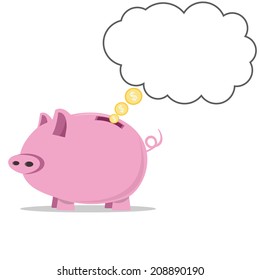 Piggy bank, think vector