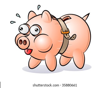 Piggy bank with tight belt