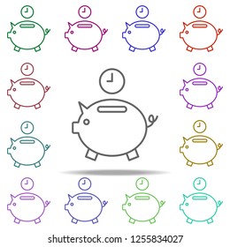 piggy bank time icon. Element of time value icon for mobile concept and web apps. Thin line piggy bank time icon can be used for web and mobile on white background
