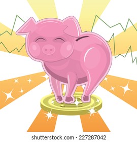 Piggy bank. Vector.