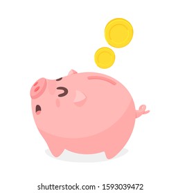 Piggy Bank Vector. The concept of using money correctly Saving money for the future.