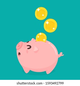 Piggy Bank Vector. The concept of using money correctly Saving money for the future.