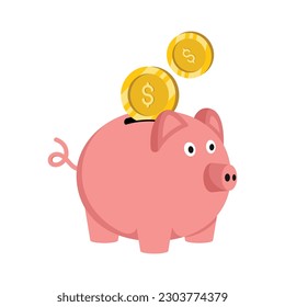Piggy bank  vector Flat Icon Design illustration. Shopping and E commerce Symbol on White background EPS 10 File