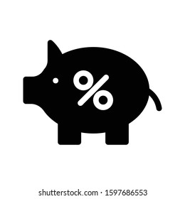 piggy bank vector glyph flat icon 