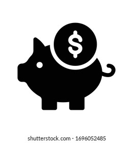 Piggy Bank Vector Glyph Flat Icon 
