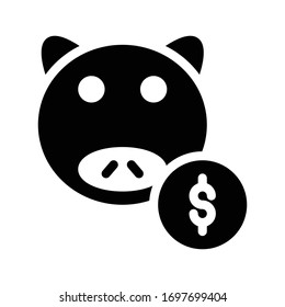 piggy bank vector glyph flat icon 