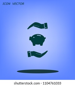 Piggy bank vector icon.