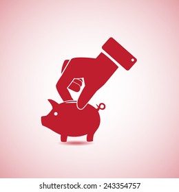 Piggy bank vector icon 