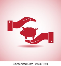 Piggy bank vector icon 