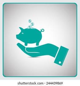 Piggy bank vector icon