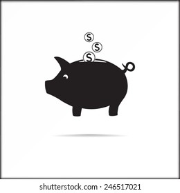 Piggy bank vector icon 