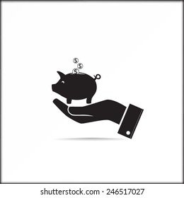 Piggy bank vector icon 