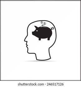Piggy bank vector icon 