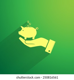 Piggy bank vector icon 