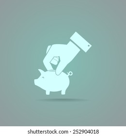 Piggy bank vector icon 