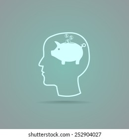 Piggy bank vector icon 