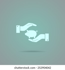 Piggy bank vector icon 