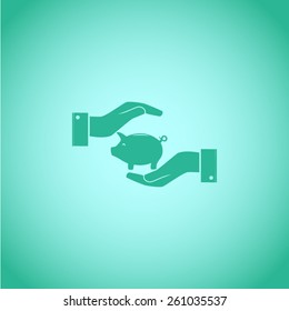 Piggy bank vector icon 