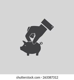 Piggy bank vector icon 