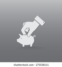 Piggy bank vector icon 