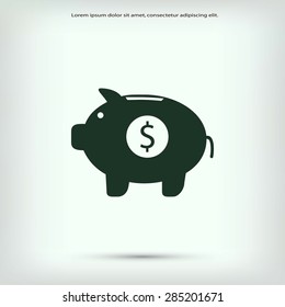Piggy bank vector icon