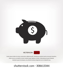 Piggy bank vector icon