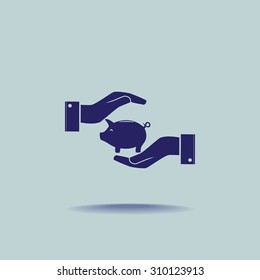 Piggy bank vector icon 