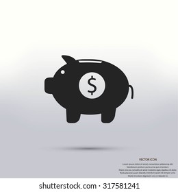 Piggy bank vector icon
