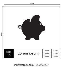 Piggy bank vector icon. 