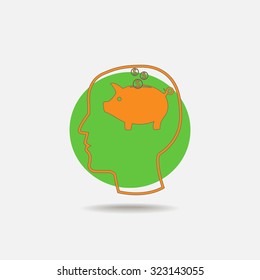 Piggy bank vector icon 