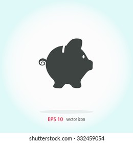 Piggy bank vector icon. 