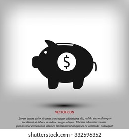 Piggy bank vector icon
