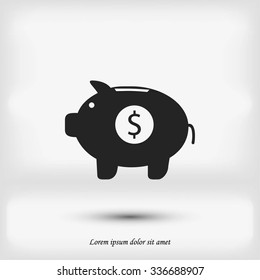 Piggy bank vector icon
