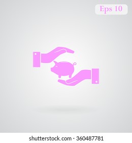 Piggy bank vector icon 