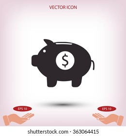 Piggy bank vector icon