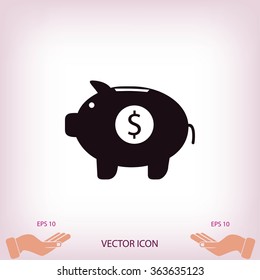 Piggy bank vector icon
