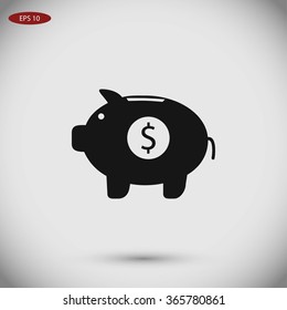 Piggy bank vector icon