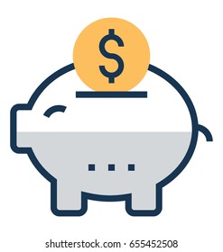 Piggy Bank Vector Icon 