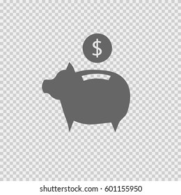 Piggy bank vector icon eps 10. Save money simple isolated sign symbol on transparent background.