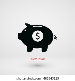 Piggy bank vector icon, flat design best vector icon