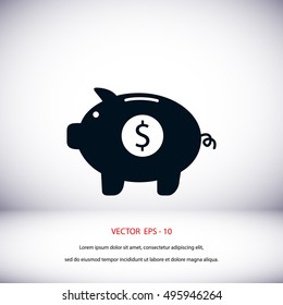 Piggy bank vector icon, flat design best vector icon