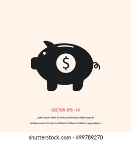 Piggy bank vector icon, flat design best vector icon