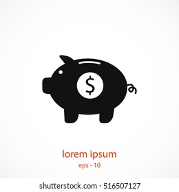 Piggy bank vector icon, flat design best vector icon